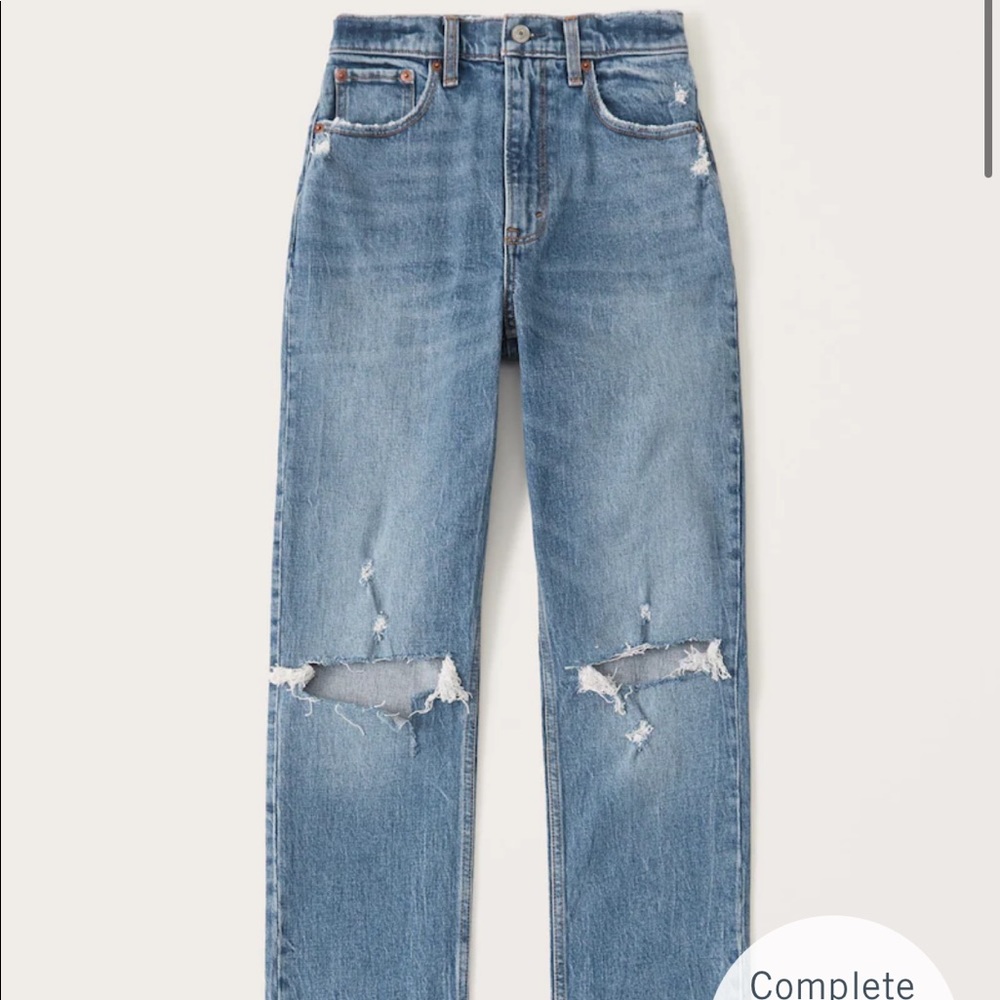 Abercrombie 90s Ultra high rise straight jean medium wash- size 26s